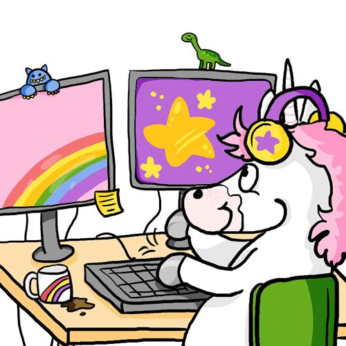 Einhorn Unicorn Computer Monitor Regenbogen Coding