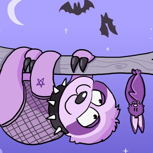 Goth Gothic Sloth Faultier Halloween Fledermaus Bat