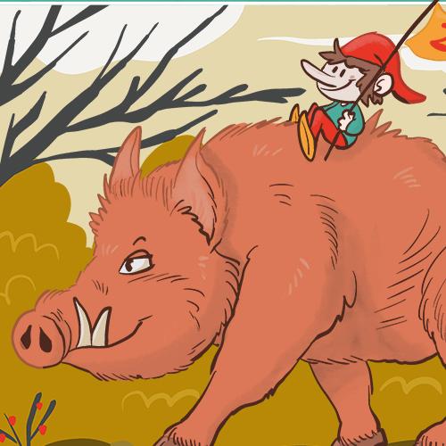 daniela schreiter comic Fuchskind folklore boar happy new year gnome vintage