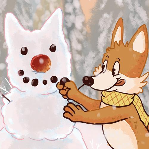 daniela schreiter comic Fuchskind winter fuchs fox schnee wald snowperson snowman Schneemann schneefigur