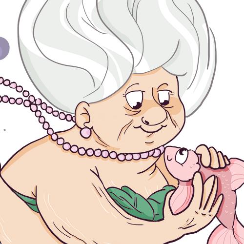 daniela Schreiter Fuchskind mermaid granny old people fish comic artwork mergranny granny 