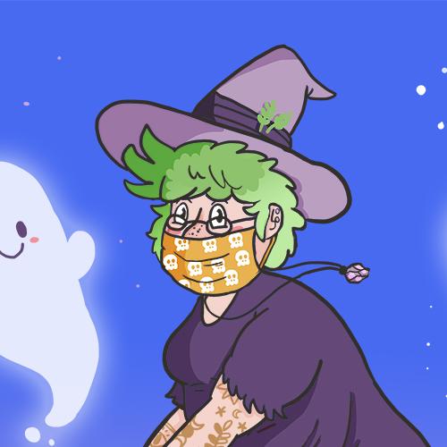 daniela schreiter comic Fuchskind witch hexe maske covid corona halloween geist ghost witchy modern witch broom