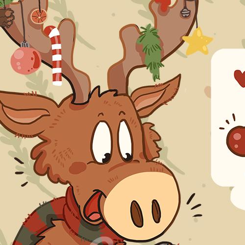 daniela schreiter comic Fuchskind Yule rentier Jul weihnachten laptop reindeer
